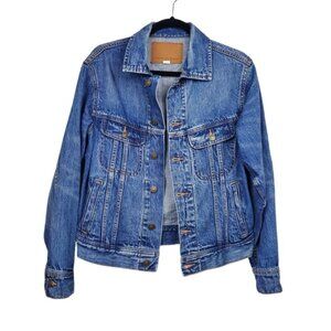 American Eagle Outfitters Womens Blue Distressed Denim Jean Jacket Size XS